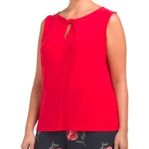 NWT Nine West Cherry Red Knot Neck Shell Top